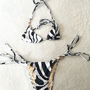 Zebra Print Bikini with Gold Accents